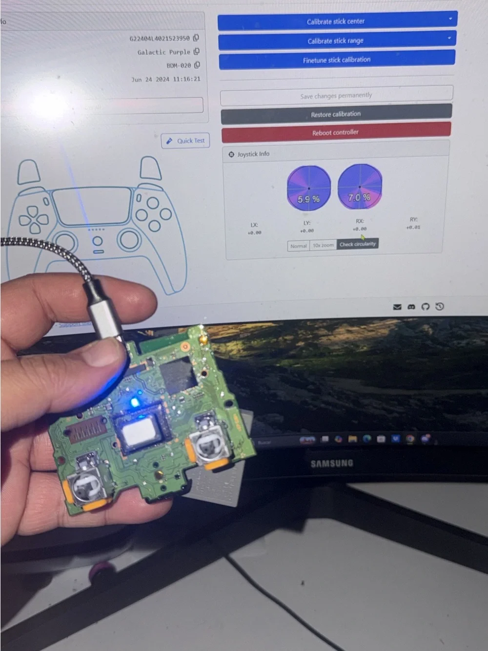 Custom purpure controller for ps5 hall efect upgrade